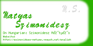 matyas szimonidesz business card